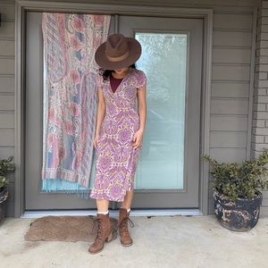 Purple paisley wrap dress